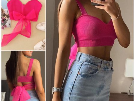 Fuschia Luxury Bow Tops For Cheap