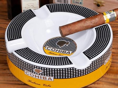 Cohiba Luxury Bone China Ceramic Round Cigar Sigaretts Ashtray For Sale