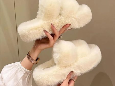 Mia Cute  Fuzzy Slippers in White Supply