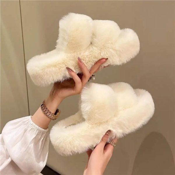 Mia Cute  Fuzzy Slippers in White Supply