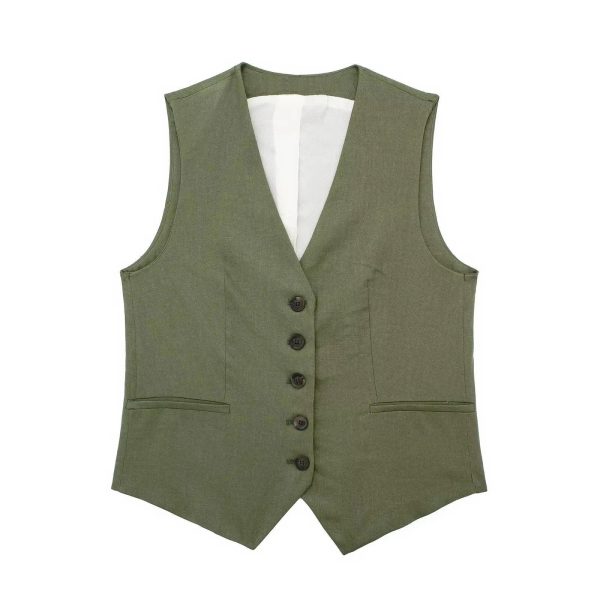 Carter Linen Coord Set in Olive Online