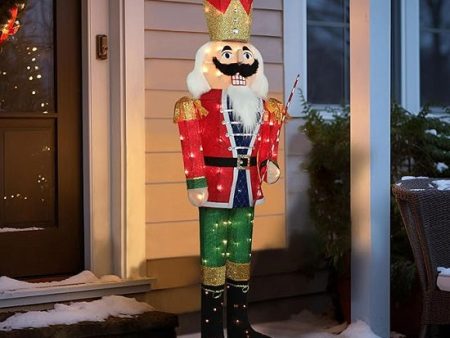 Christmass Illuminated 5 Feet Toll Nutcracker Gardian Soldiers Large Outside Wood Statues Cheap