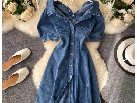 Calista Offshoulder Denim Dress on Sale