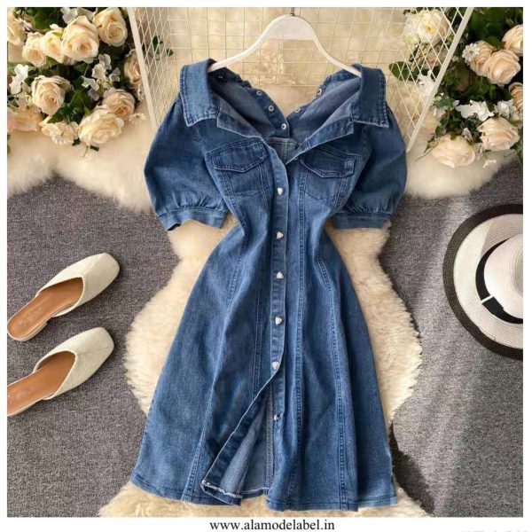 Calista Offshoulder Denim Dress on Sale