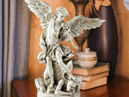 St. Michael Archangel  Standing On The Demon Medium Statue by Artist Guido Reni on Sale