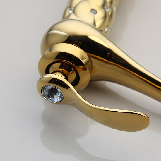 Diamond Polish Luxury Solid Brass Bathroom Basin Mixers Single Handle Faucets Combination Supply