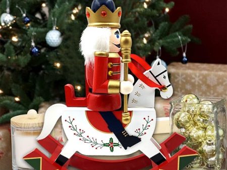 Christmass Nutcracker Soldiers on  Rocking Horse Large Statues Figurines Fashion