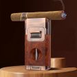 Private Collection Deluxe Cigar Lighter with V Shape Knife Cigar Holder Dual Nozzle Flame Sharp Cigar Cutter Discount