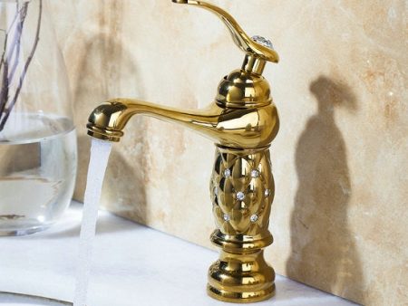 Diamond Polish Luxury Solid Brass Bathroom Basin Mixers Single Handle Faucets Combination Supply