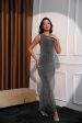 Viola Statement Glam Sequined Dress in Silver Discount