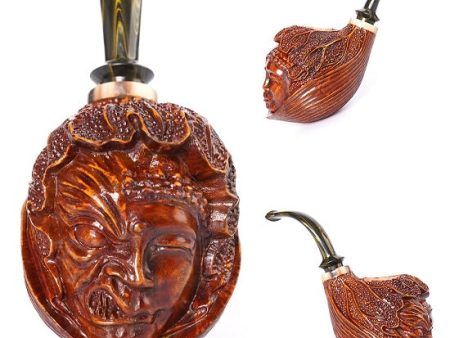 Collectible Designer Two Faced Good and Bad Style Ergonomic Hand Carved Crafted from Premium Solid  Briar Wood Online Hot Sale