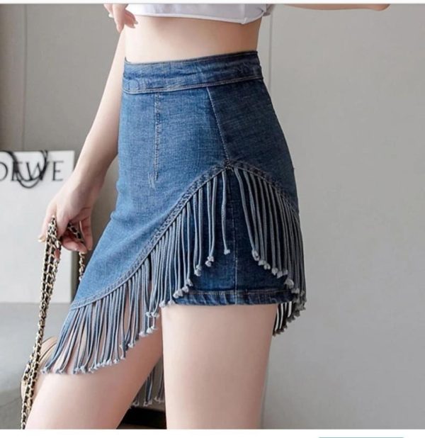 Fringes Denim Skirt Discount