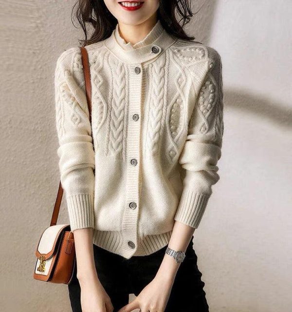 Beret Woolen Statement Cardigan For Cheap