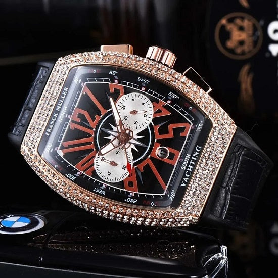 Mens FRANCK MULLER Vanguard Krypton Racing Swiss Geneva Style With Rhinestones High Quality Multifunction Chronograph Sports Quartz Watch Online