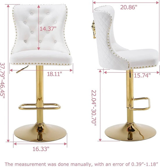 Designer luxury Velvet Upholstered  Bar Chairs With a Lion s Head Pull Ring Set Of Two Online Sale