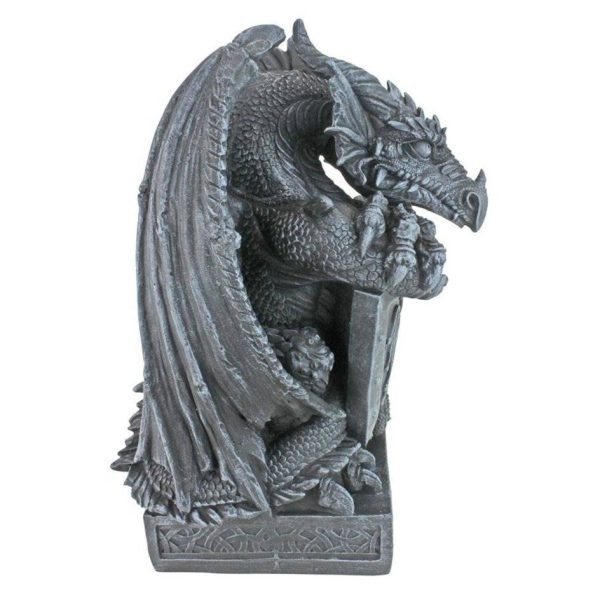 Arthurian Medieval Dragon Garden Statue With Shield By Artist Gary Chang Sale