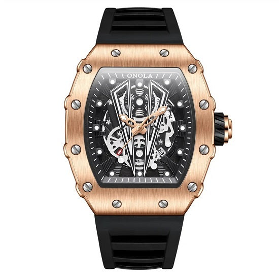 Mens Hublot Swiss Style Top Brand Tonneau Holow Dial Design  Luxury Multi-function Chronograph Quartz Watch Online