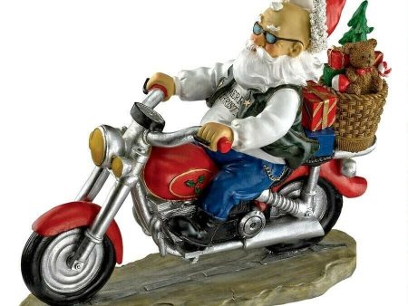 Christmas Santa Biker With Gifts Desktop Statue For Sale