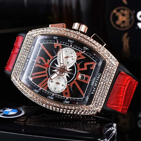 Mens FRANCK MULLER Vanguard Krypton Racing Swiss Geneva Style With Rhinestones High Quality Multifunction Chronograph Sports Quartz Watch Online