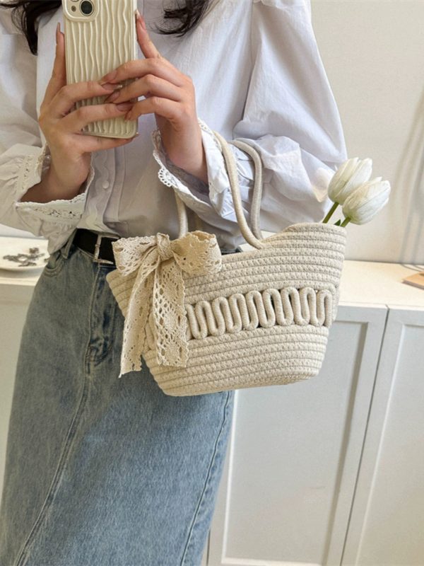 Delson Crochet Summer Bag with Bow Online now