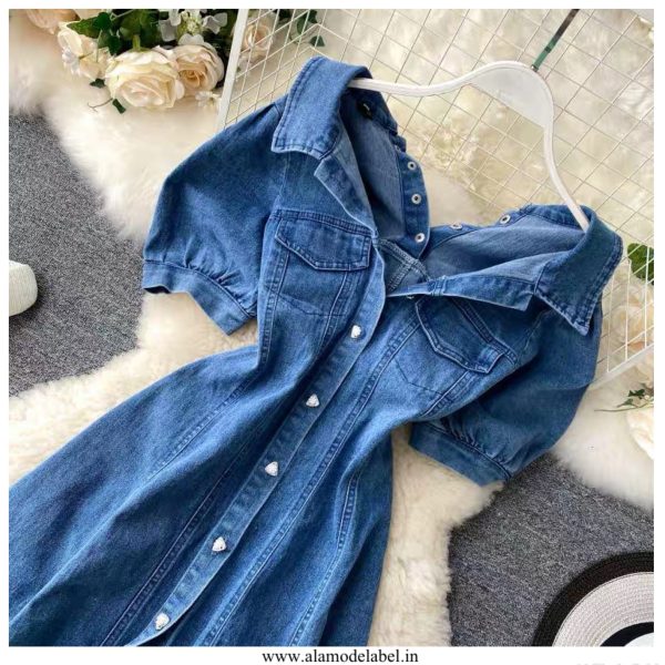 Calista Offshoulder Denim Dress on Sale