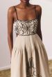 Jamie Embroidered Holiday Midi Dress in Beige - Luxe Collection Online Sale