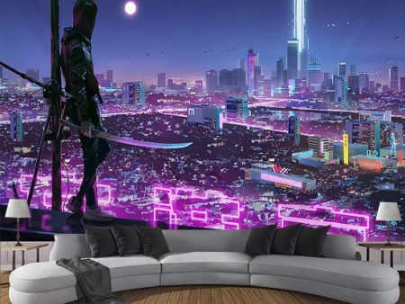 Cyberpunk Psychedelic Future Man in the Steam City Tapestry Home Decor Wall Art For Discount