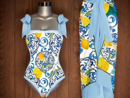 Amalfi Sorbet Swimsuit with Sarong Skirt Hot on Sale