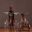 Creative Metal Wine Rack Vintage Wine Bottle and Glass Holder Online Sale