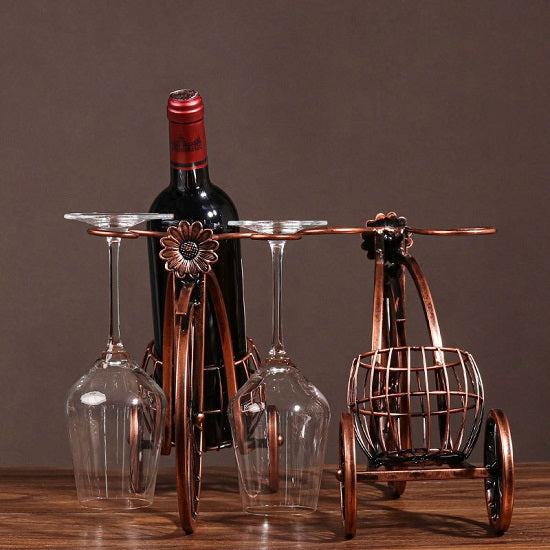 Creative Metal Wine Rack Vintage Wine Bottle and Glass Holder Online Sale