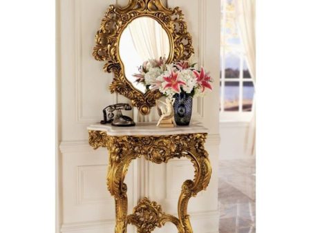 French Rococo Style  17C Madame Antoinette Wall Console Table and Mirror Set Cheap