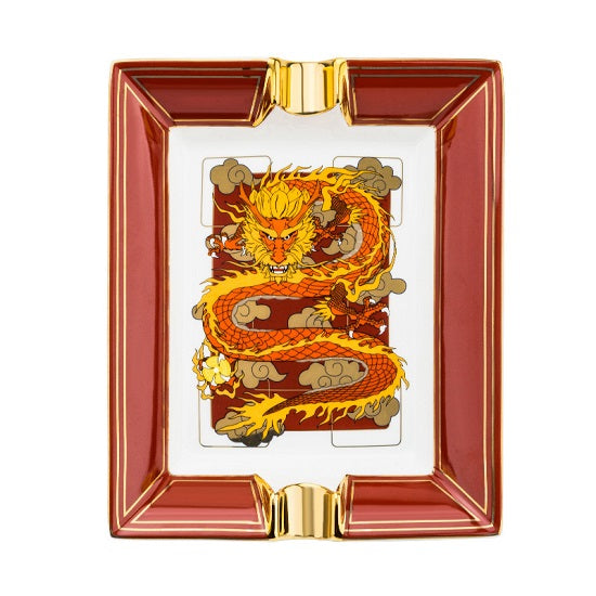 LUBINSKI Cigar Ashtray Year Of The Dragon Luxury Hand Made Fine Ceramic Windproof Two Slots Sigar Online Hot Sale