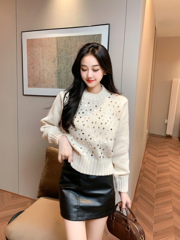 Adele Statement Woolen Sweater with Sequin Detail Online Sale