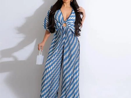 Creta Striped Jumpsuit In Blue Supply