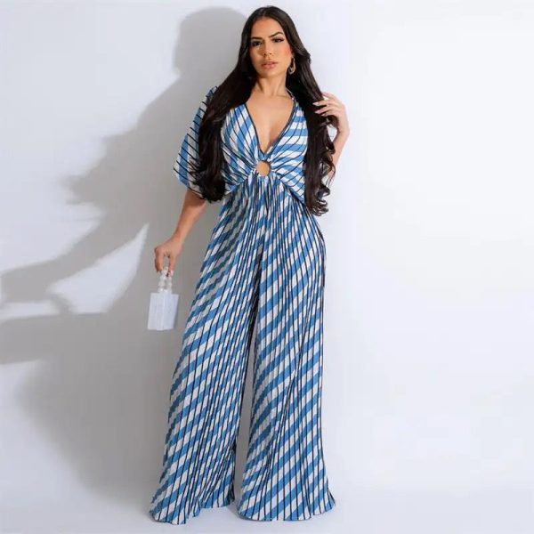 Creta Striped Jumpsuit In Blue Supply