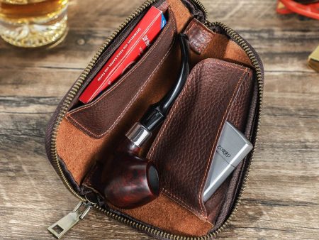 Genuine Lather High-quality Case Bag for Pipes Filters and Lighters Sale