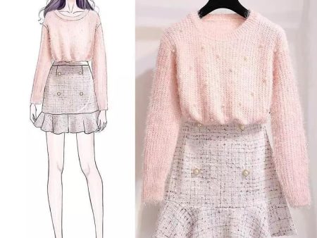 Altman Sweater And Tweed Skirt Set Hot on Sale