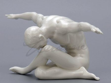 Modern Art Series Nude Male Fly Away Ceramic Statue Abstract Naked Body Art Sculpture For Sale