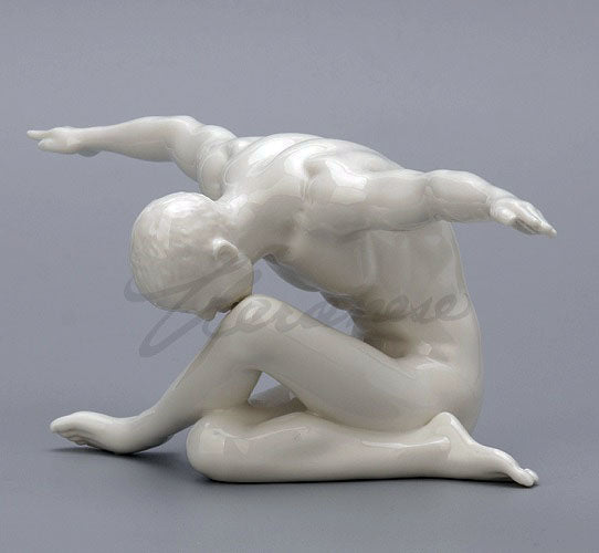 Modern Art Series Nude Male Fly Away Ceramic Statue Abstract Naked Body Art Sculpture For Sale