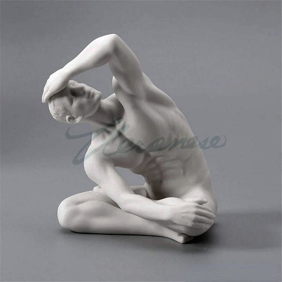 Modern Art Series Nude Male Yoga Gymnastics Ceramic Statue Abstract Naked Body Art Sculpture For Discount