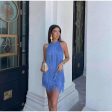 Blue Hue Tasseled Statement Dress Online Hot Sale