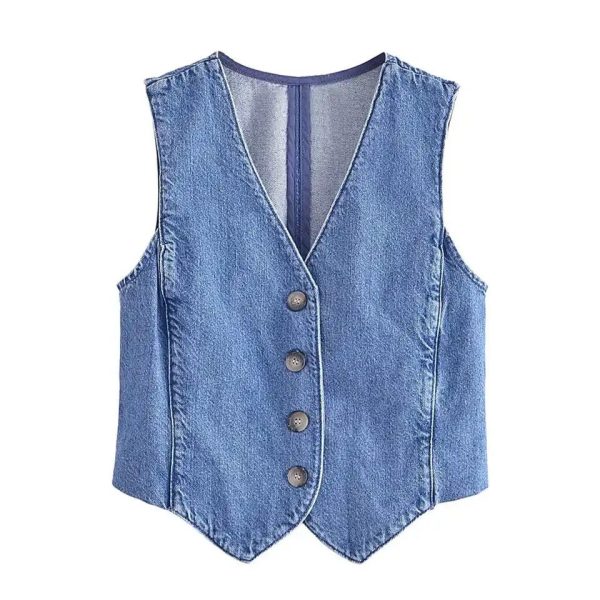 Cairo Denim Statement Vest Tops Online now