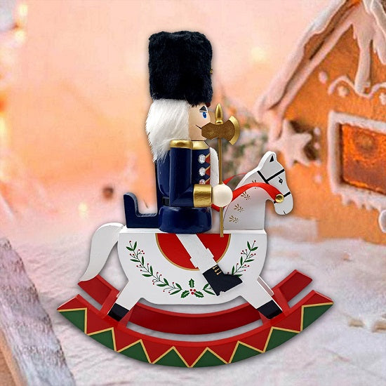 Christmass Nutcracker Soldiers on  Rocking Horse Large Statues Figurines Fashion