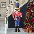 Christmass Illuminated 5 Feet Toll Nutcracker Gardian Soldiers Large Outside Wood Statues Cheap