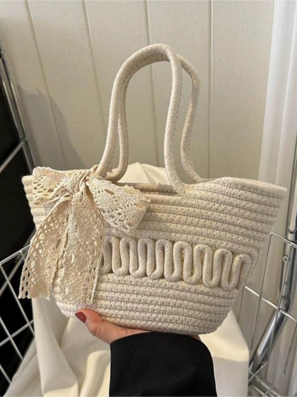 Delson Crochet Summer Bag with Bow Online now