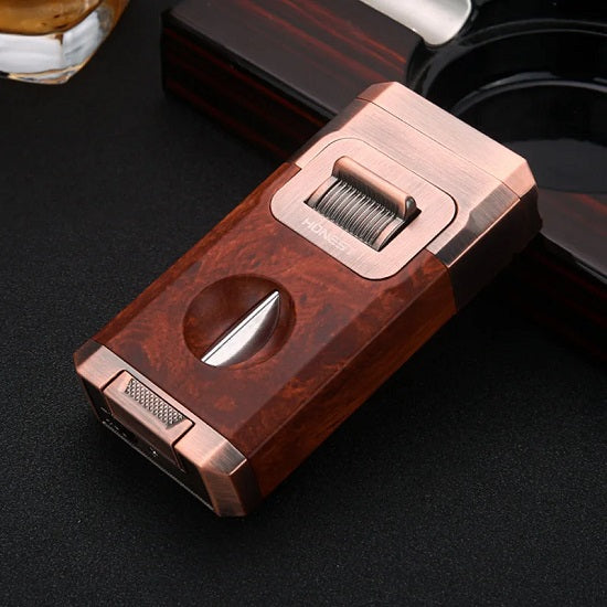 Private Collection Deluxe Cigar Lighter with V Shape Knife Cigar Holder Dual Nozzle Flame Sharp Cigar Cutter Discount