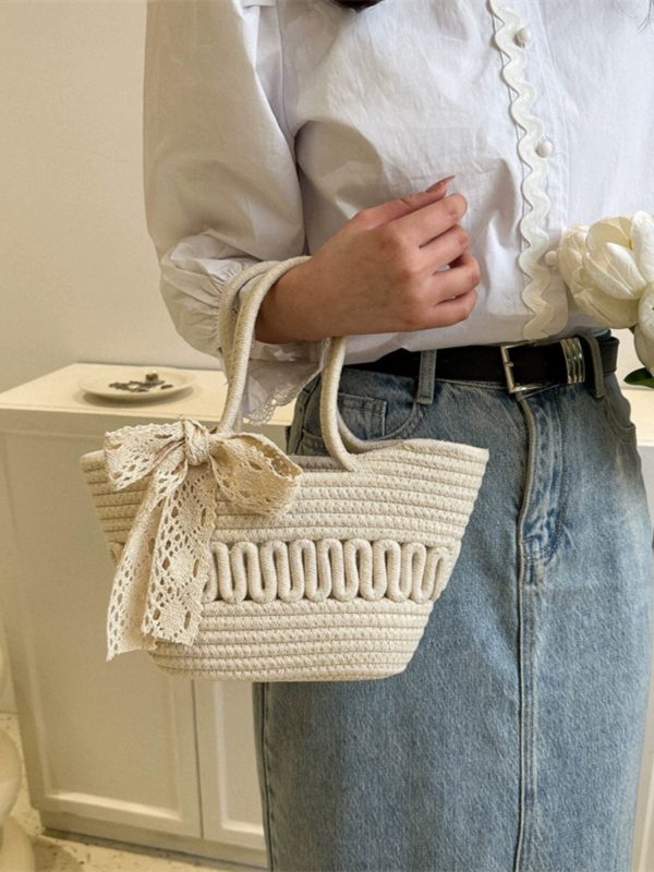 Delson Crochet Summer Bag with Bow Online now