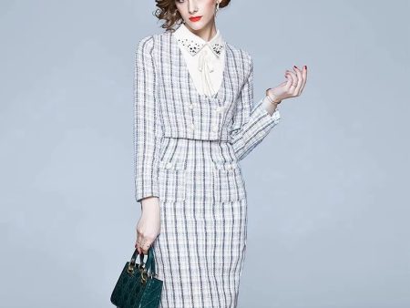 Harlyn Elegant Dress - Set of Premium Jacket and Tweed Dress For Sale