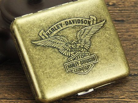 Harlry- Davidson Vintage Brass Cigarette Case Pocket Holder Hot on Sale