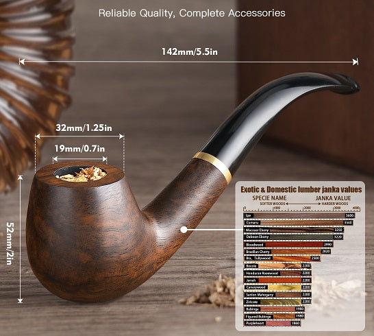 Scotte Handmade High Quality Premium Food Grade  Natural Real Makaaar Ebony Wood Pipe with Accessories For Sale